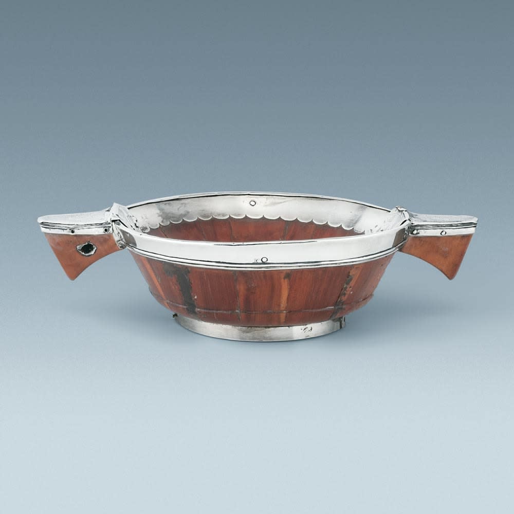 John Falconer, Scottish Silver Mounted Wood Quaich, c. 1690