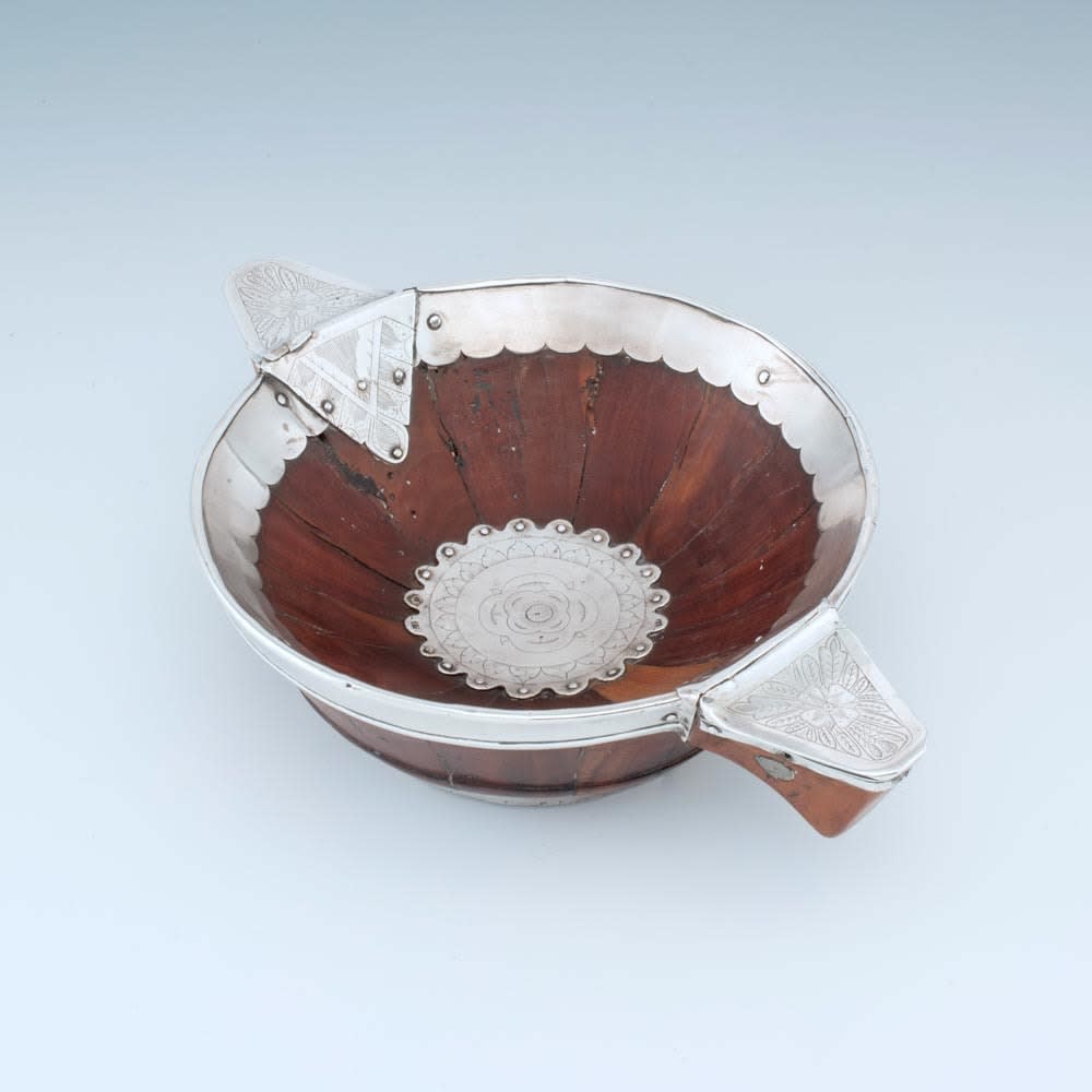 John Falconer, Scottish Silver Mounted Wood Quaich, c. 1690