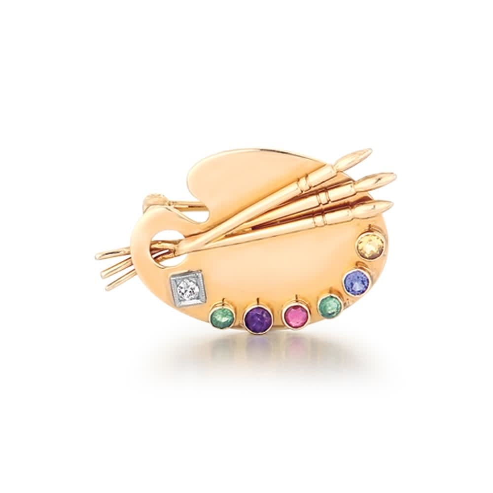 Artist palette brooch top
