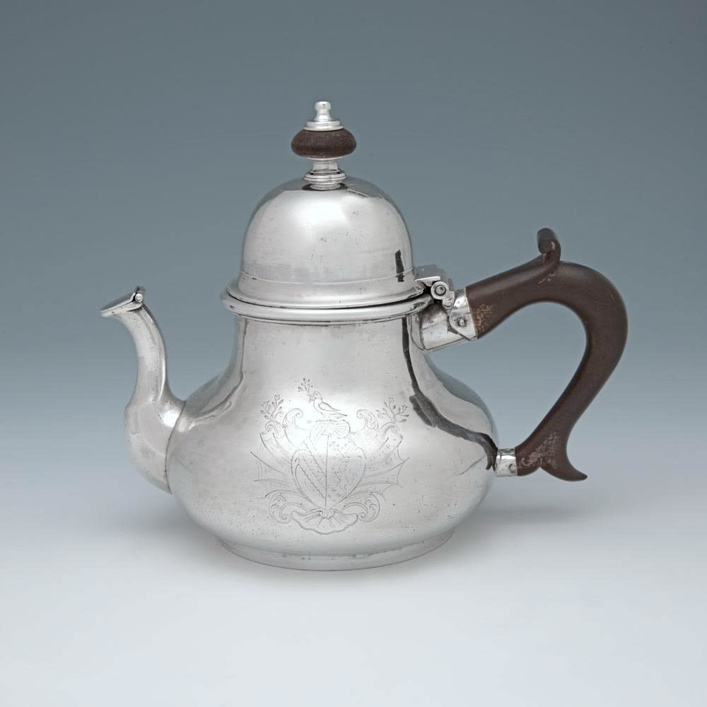 Benjamin Pyne, A Queen Anne Antique English Silver Teapot, 1707