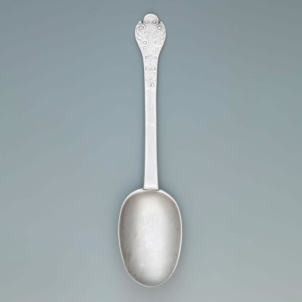Anthony Nelme, A Charles II Antique English Silver Trefid Spoon, 1683