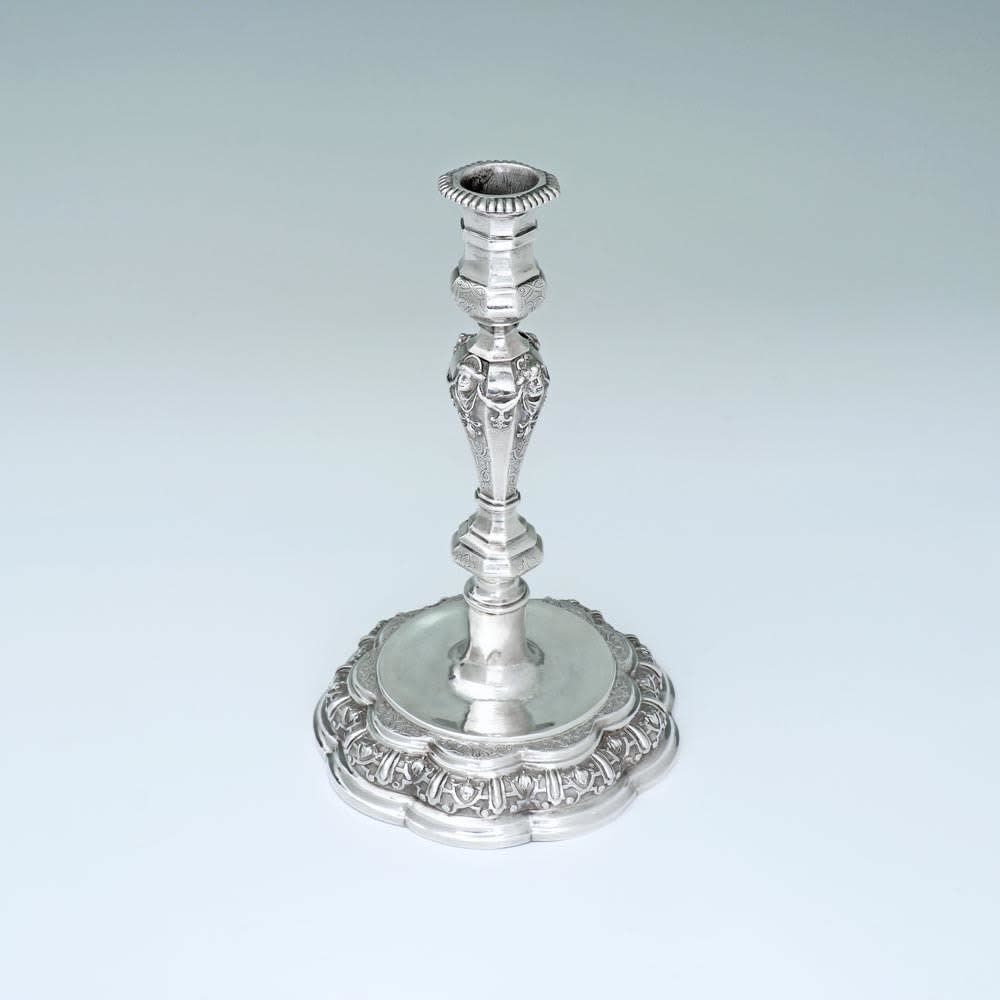 A Pair of 18th Century Antique Royal German Silver Candlesticks, c. 1725