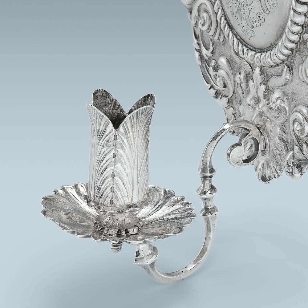 John Barnard, A Pair of William III Antique English Silver Wall Lights, 1700