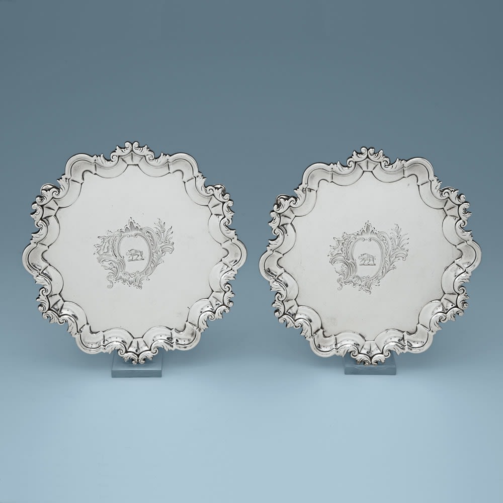 William Williamson, A Pair of George II Antique Irish Silver Salvers, 1745