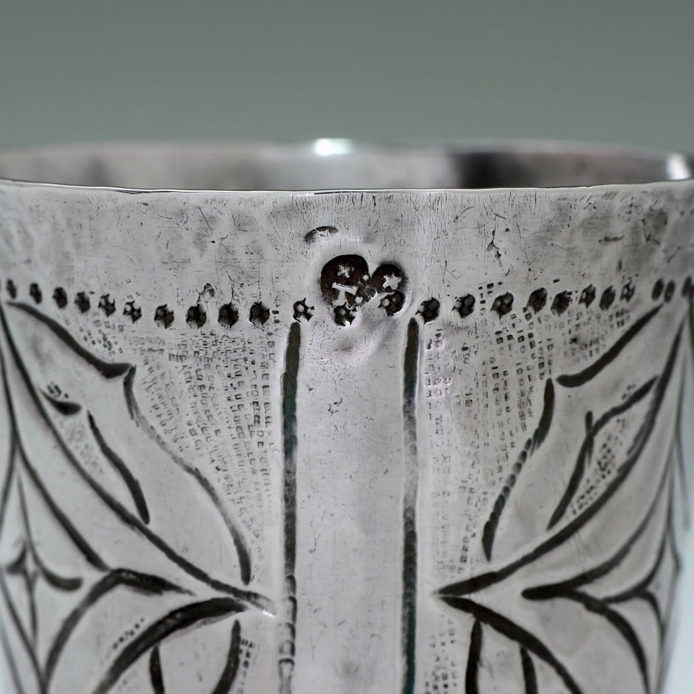 Thomas Cory, A Rare Provincial Charles II Antique English Silver Wine Cup, 1665