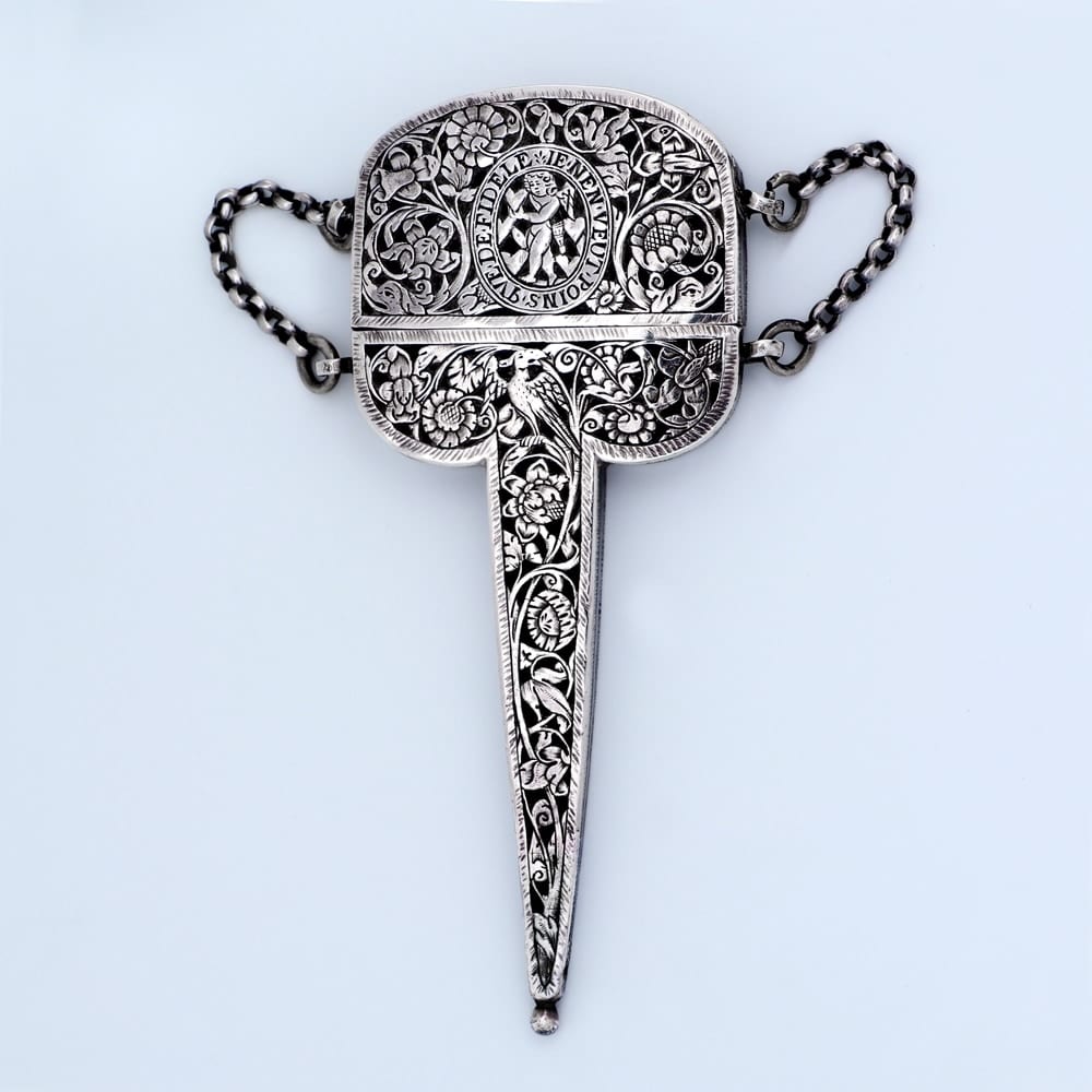 A Fine Antique German Silver Scissors Case, c. 1680