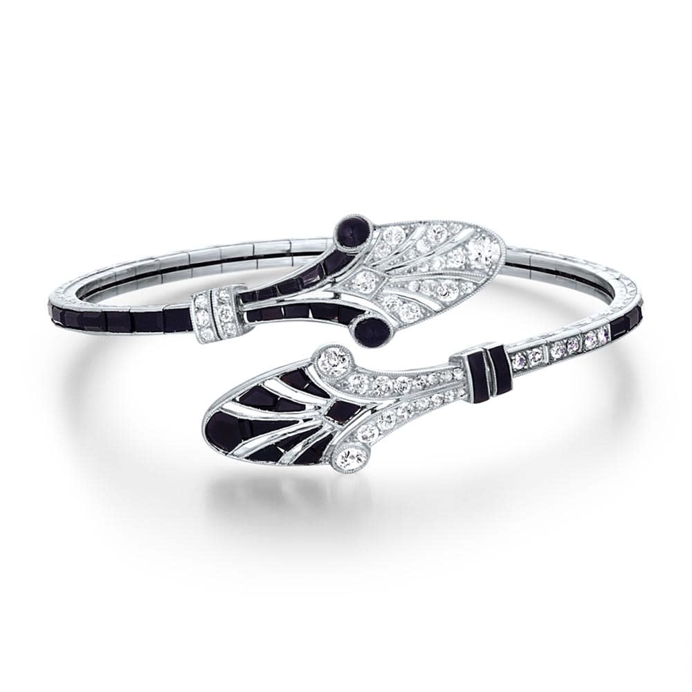 A Black & White Bangle Bracelet, c. 1925