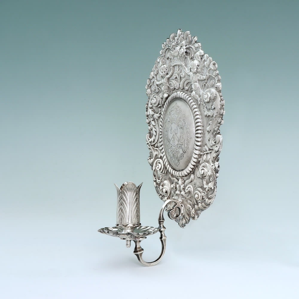 John Barnard, A Pair of William III Antique English Silver Wall Lights, 1700