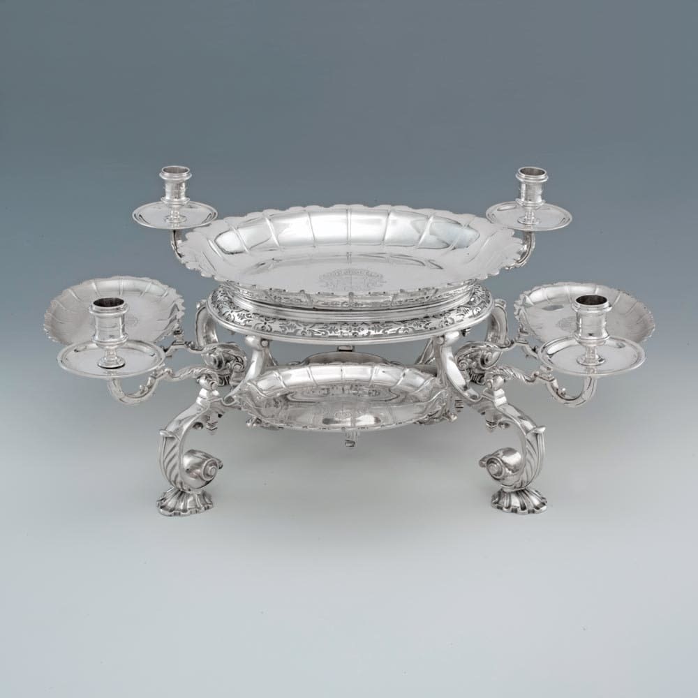 John Edwards, A George II Antique English Silver Epergne, 1736