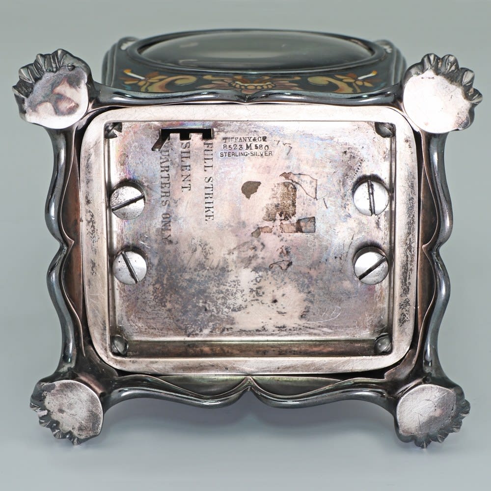 Tiffany & Co., A Very Rare American Silver and Polychrome Enamel Mantle Clock, c. 1885