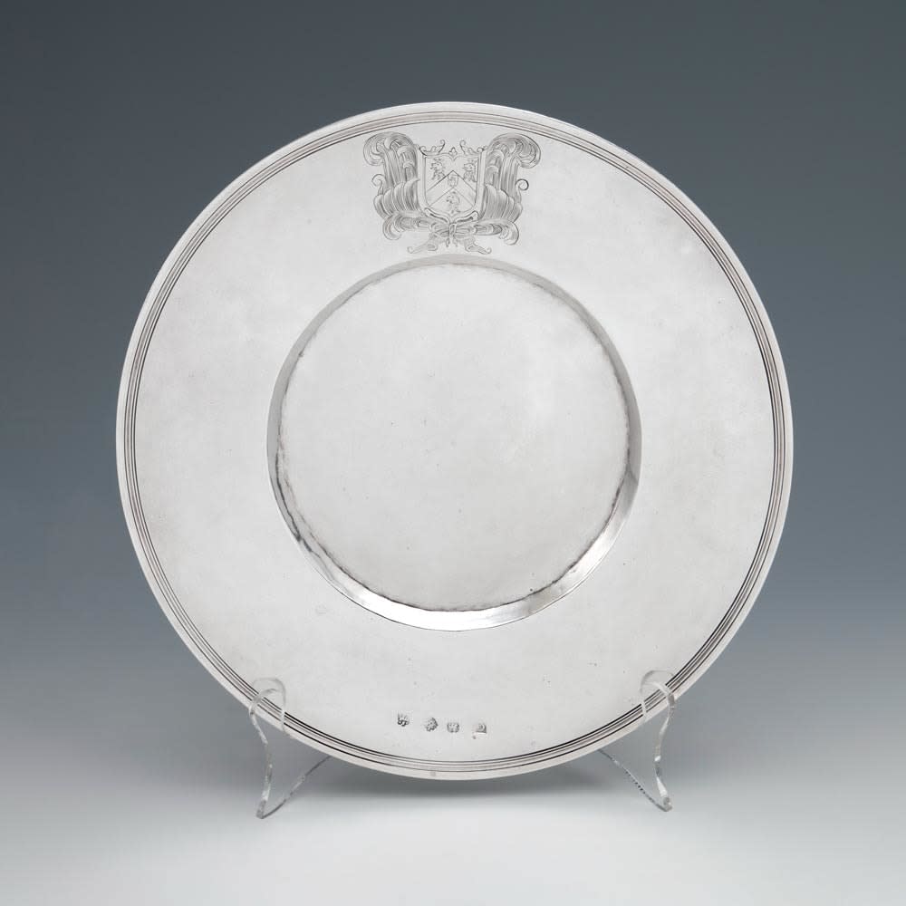 Martin Gale, A Charles II Antique English silver Trencher Plate, 1673