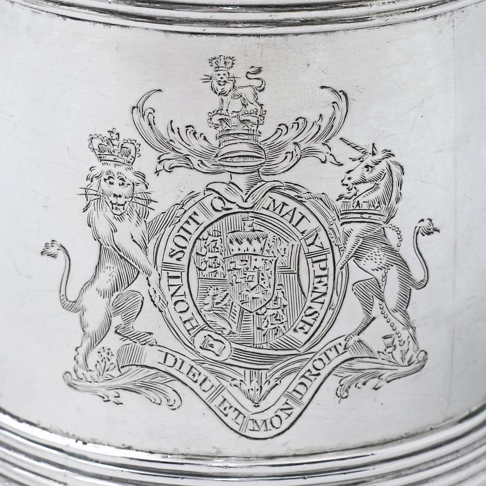 William Fountain, A Large Royal George III Antique English Silver Bougie Box, 1809