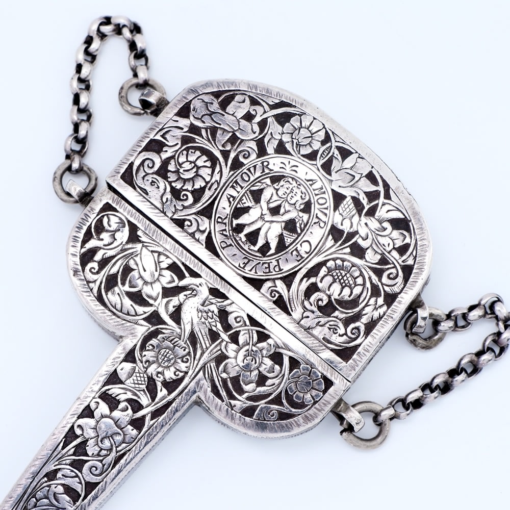 A Fine Antique German Silver Scissors Case, c. 1680