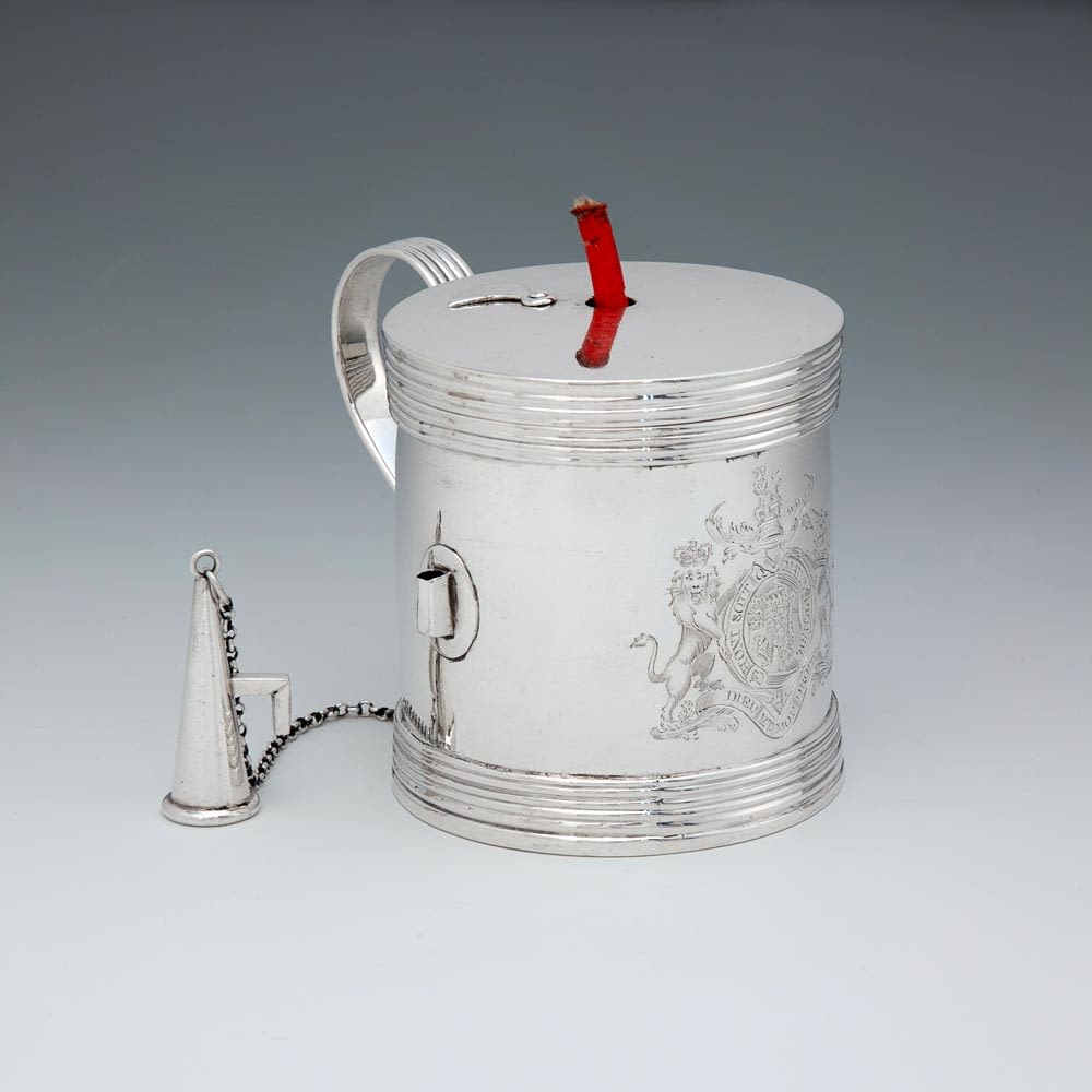 William Fountain, A Large Royal George III Antique English Silver Bougie Box, 1809