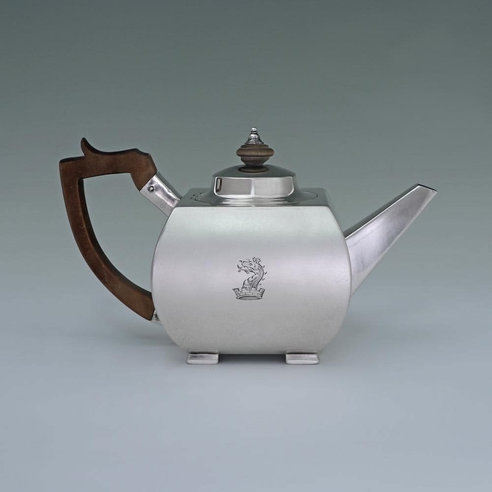 John Robins, A George III Antique English Silver Teapot, 1803