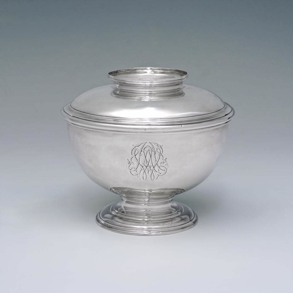 WT, A George II Antique English Silver Sugar Bowl and Cover, 1742