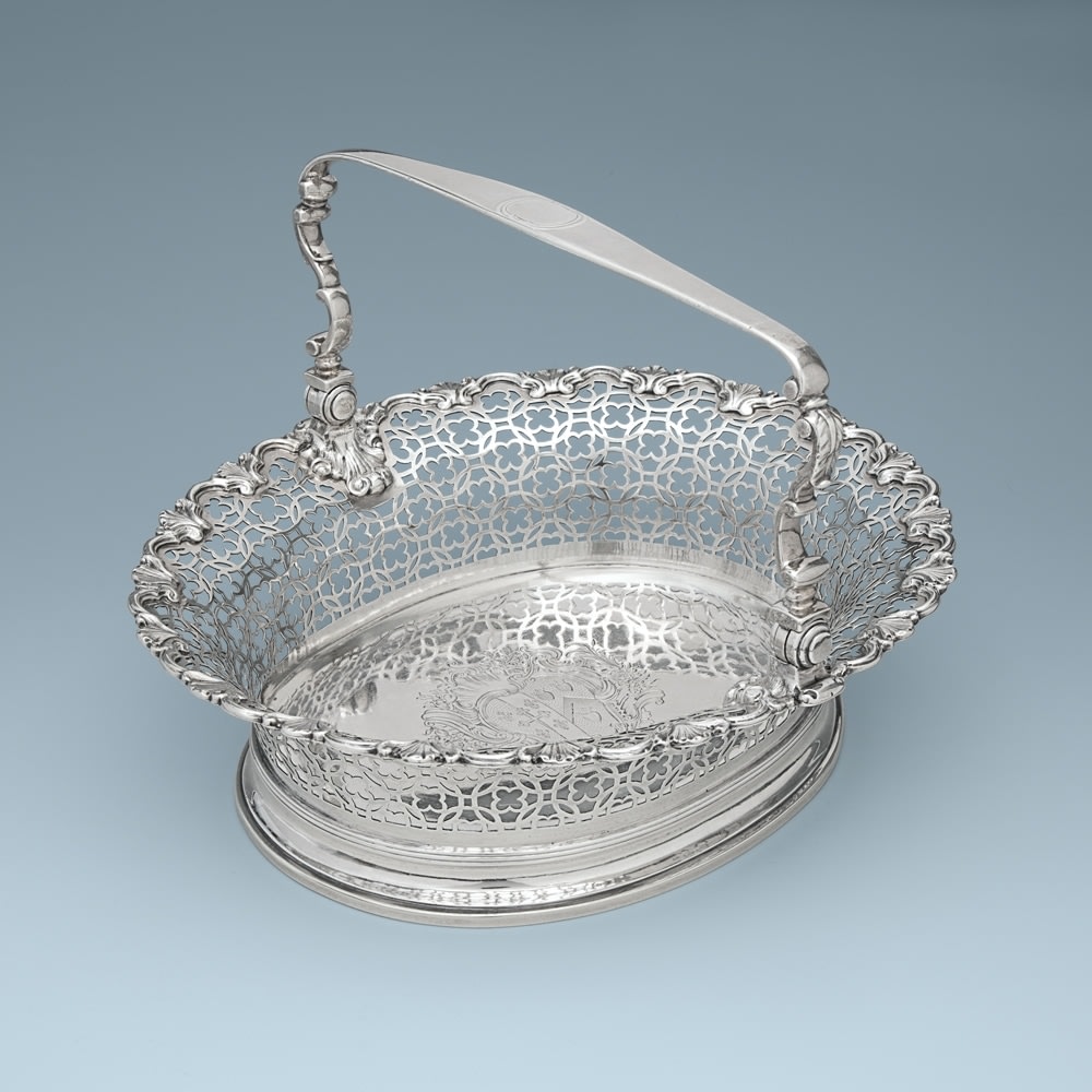 Robert Brown, A George II Antique English Silver Basket, 1740