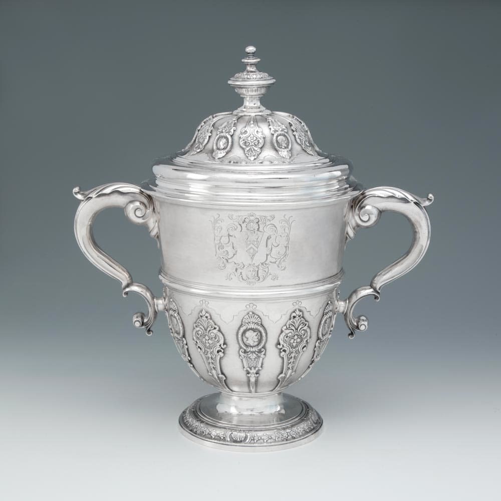 Simon Pantin, A George II Antique English Silver Cup & Cover, 1731