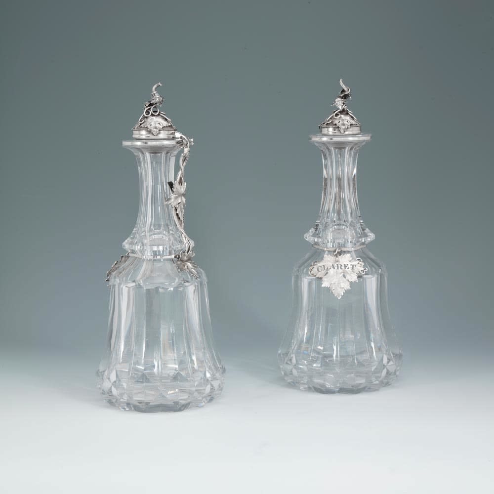 Reilly & Storer, A Pair of Victorian Silver-Mounted Claret Jugs, 1847
