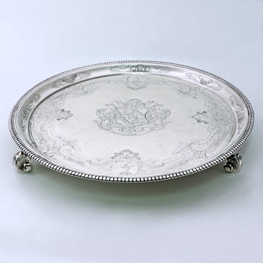 Archambo, Peter, A George II Antique English Silver Salver, London 1731