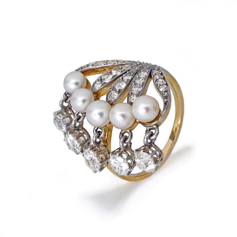 An Antique Seed Pearl and Diamond Ring, c. 1910 | S.J.Shrubsole