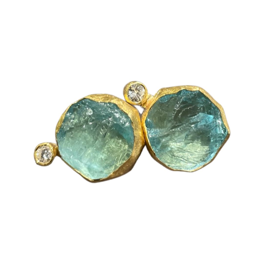 Petra Class, Earrings with Diamonds & Aquamarine Crystal