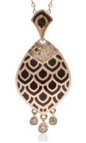 Nayla Arida, Brown Diamonds Black Enamel Fish w/ Eye Tsavorite