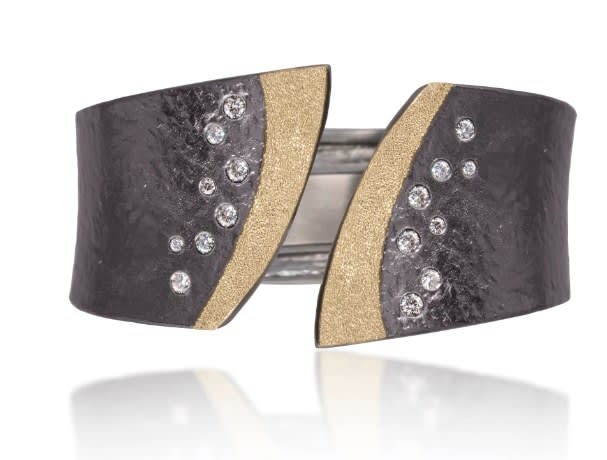 Elizabeth Garvin, Silver Cuff with Gold 'Tuxedo' Detail and Diamonds