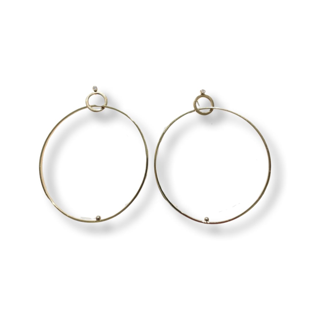Lauren Chisholm, Double Hoop Earrings with Diamond Studs, 14k, 18kw
