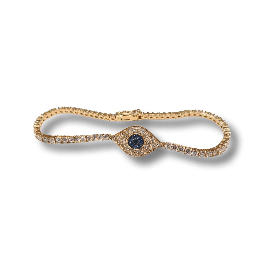 Loree Rodkin, Prong Set Bracelet/Pave Evil Eye Center
