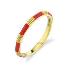 Sloane Street, Red Enamel Stacker Ring w/ Strie Detail