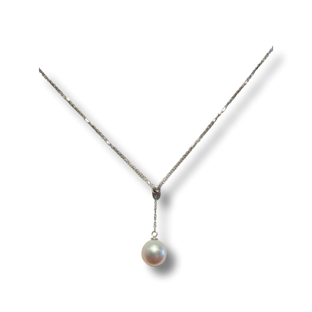 Sasha by Alexander, South Sea Silver Pearl Lariat Necklace, 18k white gold and diamond.