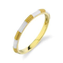 Sloane Street, White Enamel Band w/ Strie Detail