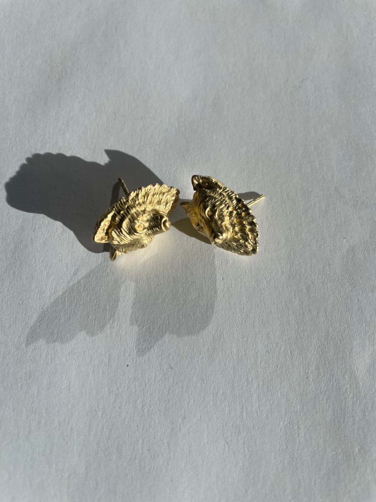 Heather Benjamin, Carved & Cast Wolf Stud Earrings