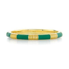 Sloane Street, Green Enamel Stacker Ring w/ Strie Details