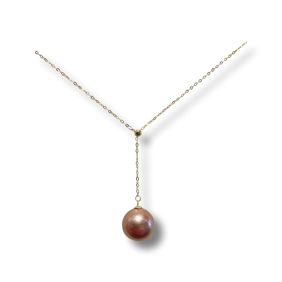 Sasha by Alexander, Kasumi Lariat Necklace, purple/pink pearl, 18k gold