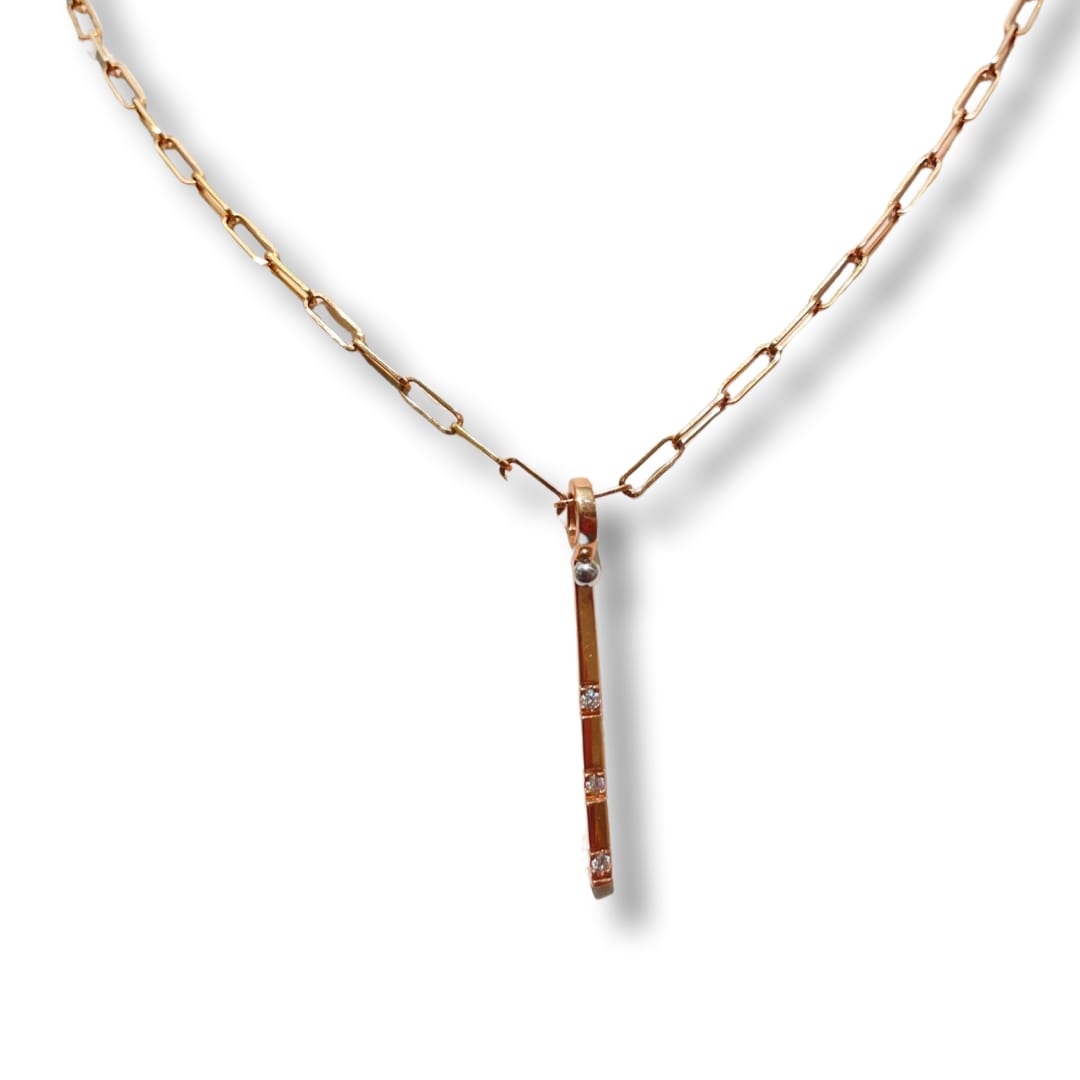 Lauren Chisholm, Diamond Bar Charm, 14k rose gold and 18k