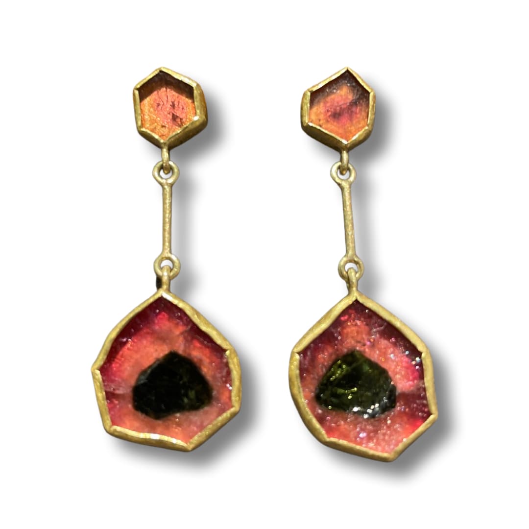 Petra Class, Earrings with Watermelon Tourmaline