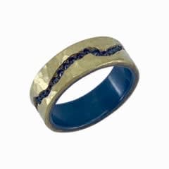 Todd Pownell, 18K YG over a Silver Band Set w/ Inverted Black Diamonds