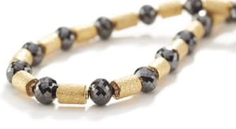 Barbara Heinrich, Black Dia & 18K YG Barrell Bead Spacer Necklace