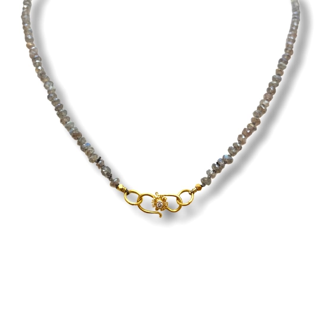 Marki Knopp, Labradorite Strung & Knotted w/ Sm Faceted Beads Necklace