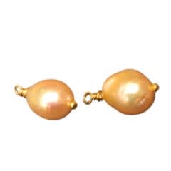 Marki Knopp, South Sea Peach Pearl Drops, 22K Gold Wrap