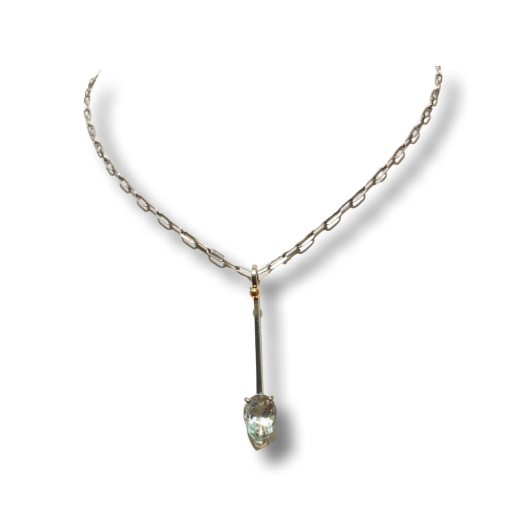 Lauren Chisholm, Prasiolite Pear, Long Charm, 14kw, 18k