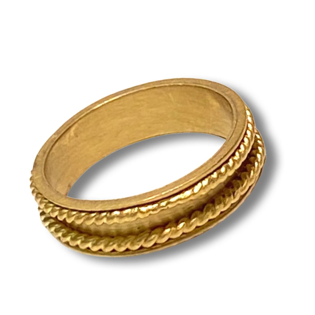 Marki Knopp, 22K YG Ring w/ Twisted Gold Wire Rims