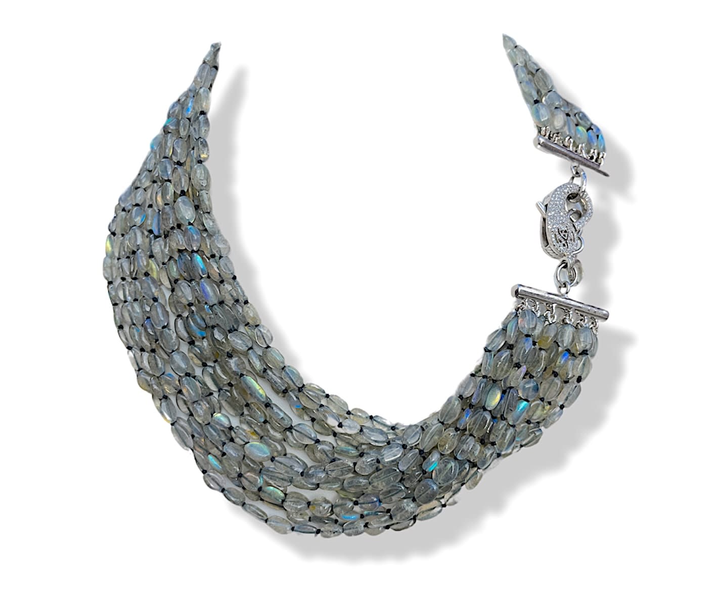 Loree Rodkin Fourteen Strand Labradorite Bead Necklace Slate