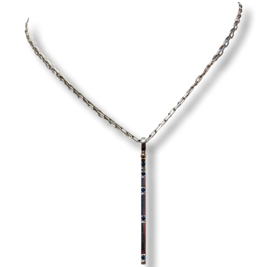 Lauren Chisholm, Blue Sapphire Long Bar, 14kw 18k