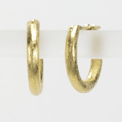 Cheryl Rydmark, 18k YG Rustic Hoops (large)
