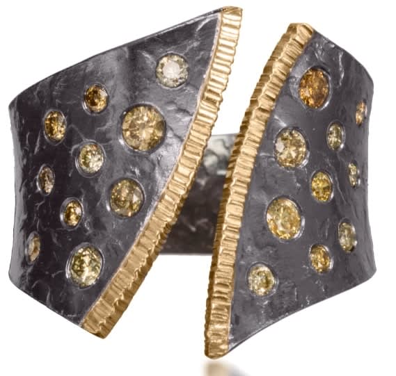Elizabeth Garvin, Silver 'Tuxedo' Ring with Yellow Diamonds