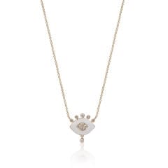 Nayla Arida, Eye Pendant - White Enamel/White Diamonds