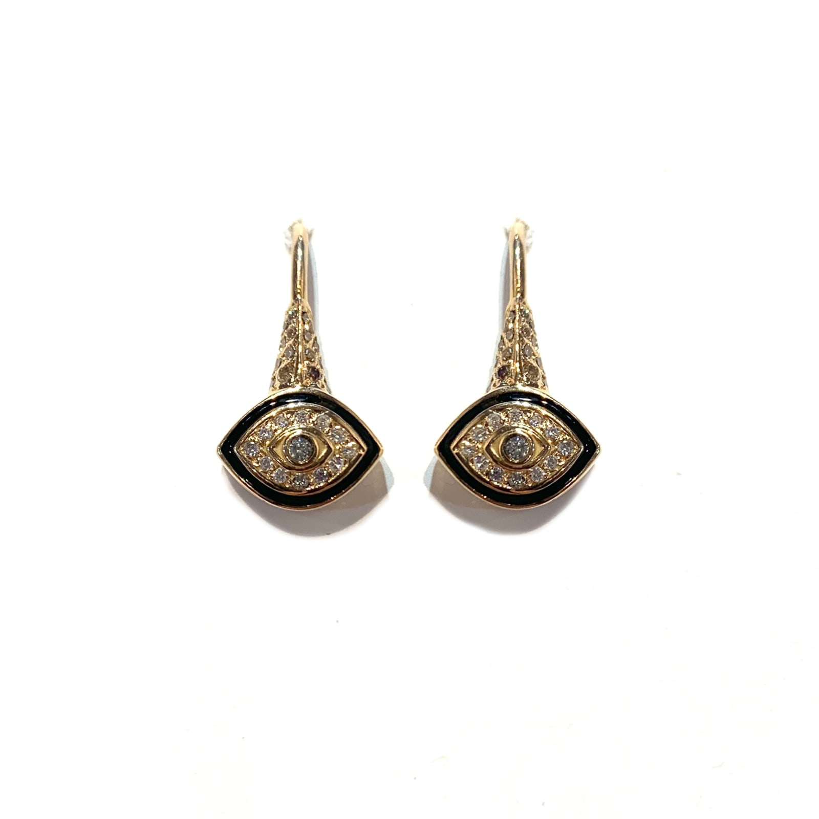 Nayla Arida, Black Enamel & Brown Diamonds Eye Earrings